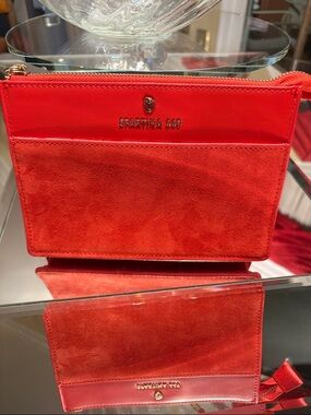 SPARTINA 449 - Red/Coral - Leather & SUEDE Zipper Pouch